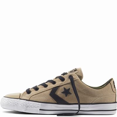Converse Star Player Camo Suede Low Tops Womens - Khaki/Black/White Shoes (740UBJXM)